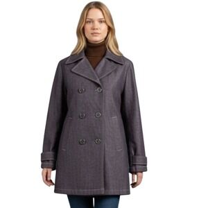 Vintage 90s GAP Women's  Navy Peacoat Jacket Anchor Button Minimalist  Medium